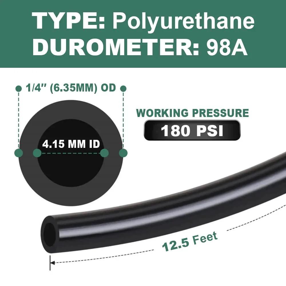 Close-up of Vacuum PU Tubing And Push Lock Fittings Kit One Eighth NPT To One Quarter Inch Tubing For Turbo Cars specifications diagram.