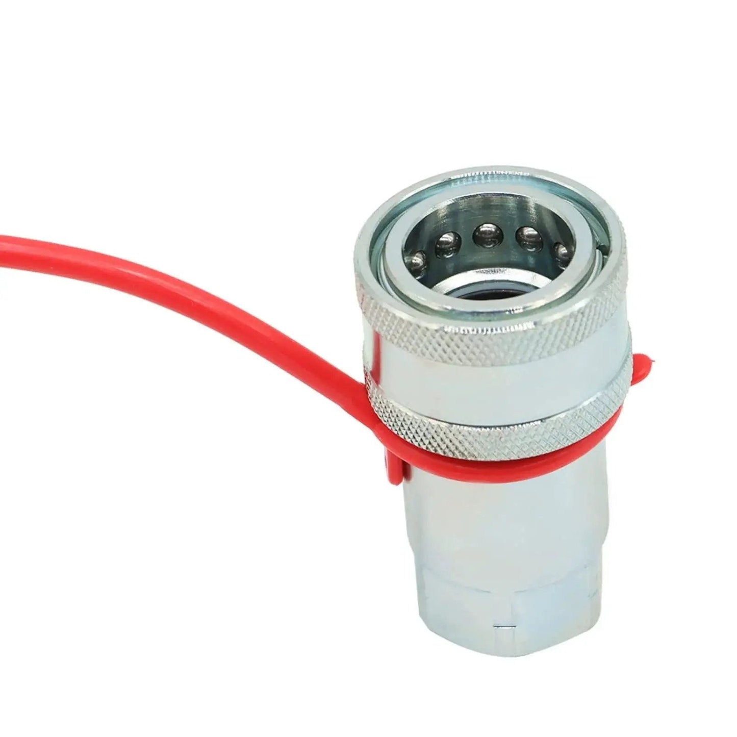 Close-up of Four Pack One Half Inch Ag Hydraulic Quick Connect Couplers With Matching Caps For Half Inch Ag Thread ISO 5675