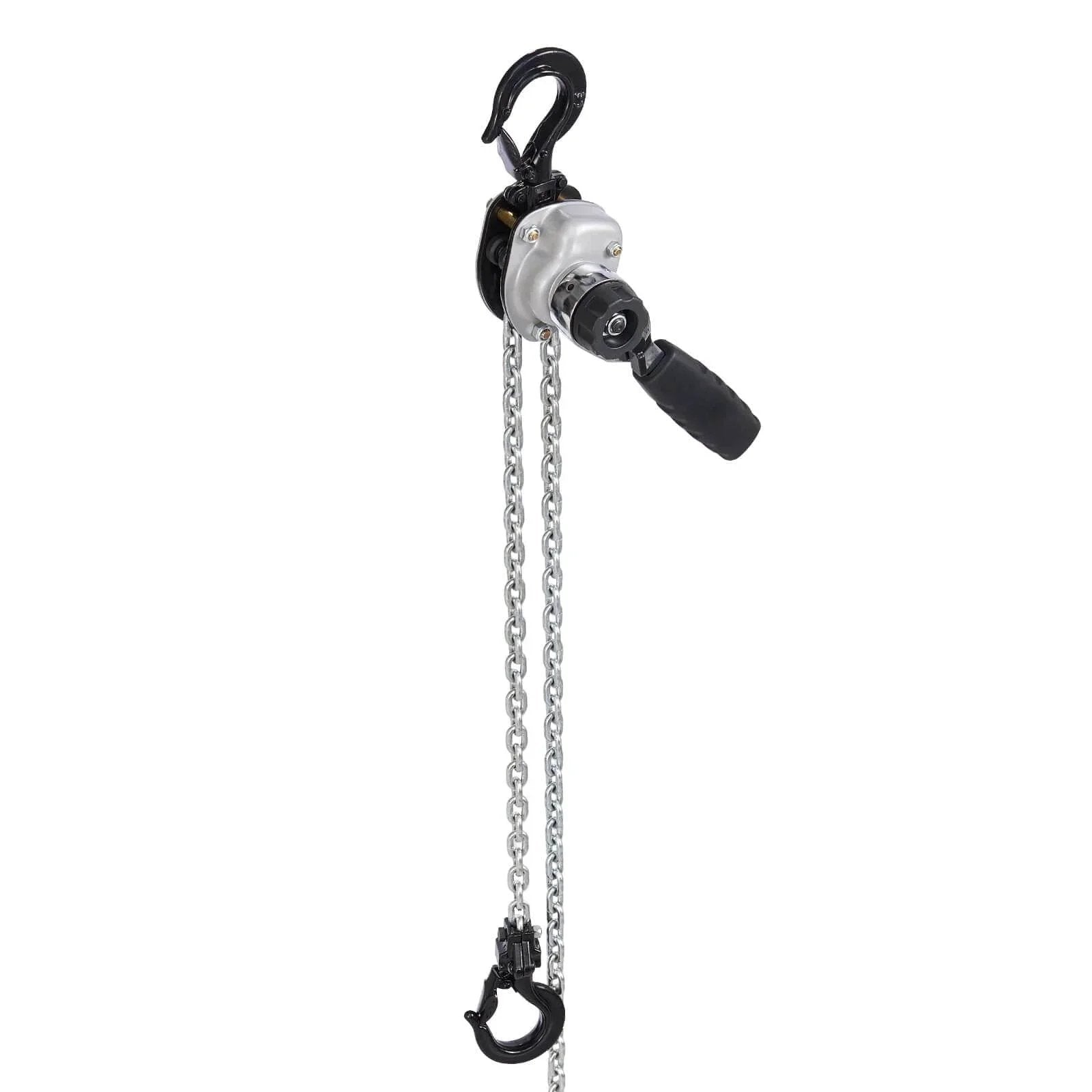 Manual Lever Chain Hoist 1/2 Ton 1100 Lb Capacity With G80 Chain Dual Pawl Brake And 360 Degree Hooks For Warehouse, side view