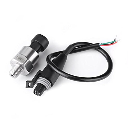 High Accuracy 100 Psi Pressure Transducer Sensor in 316 Stainless Steel with One Eighth Inch NPT Thread, wires visible