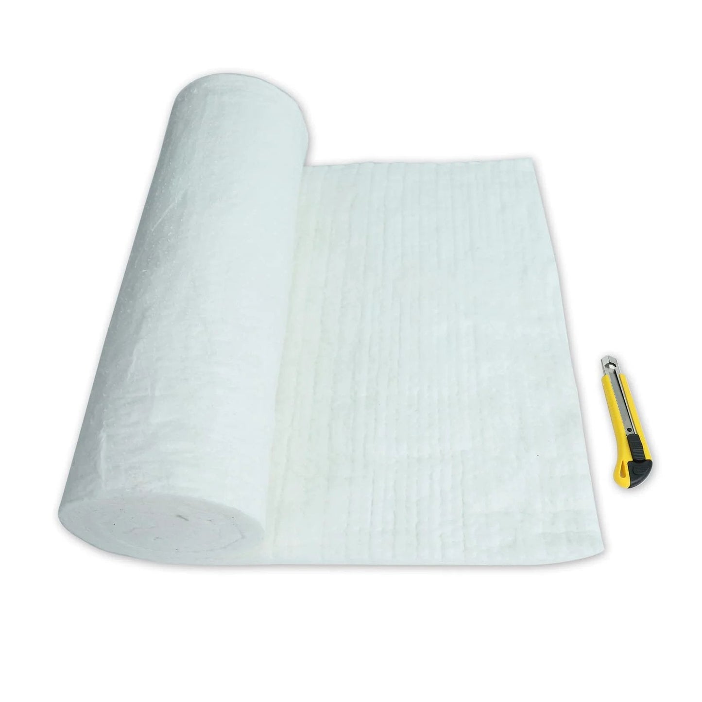 1 Inch Thick Ceramic Fiber Fireproof Insulation Blanket 16x48 Inches 2400F Rated, rolled out, with cutting tool