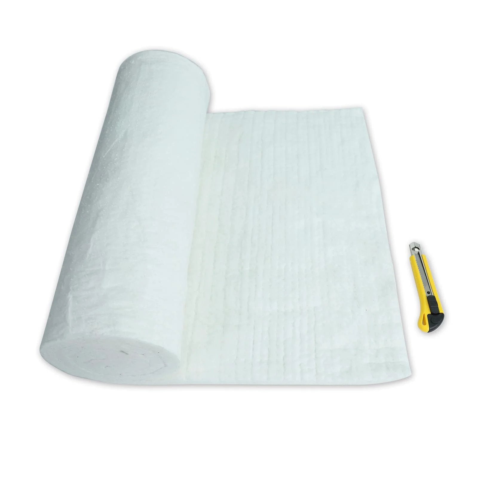 1 Inch Thick Ceramic Fiber Fireproof Insulation Blanket 16x48 Inches 2400F Rated, rolled out, with cutting tool