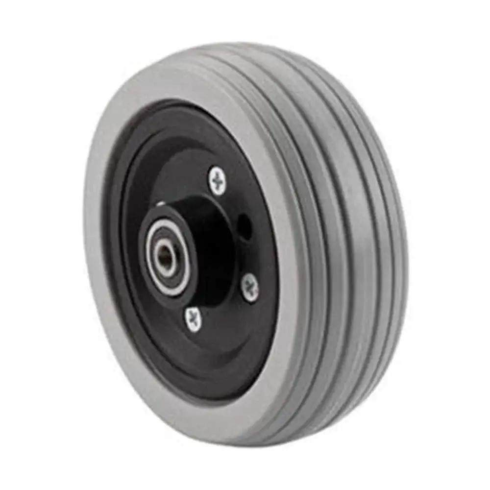 Wheelchair Caster Assembly 6 Inch By 2 Inch Flat Free Grey Ribbed Tire With 5/16 Inch Bearing And 1 1/16 Inch Outer Diameter