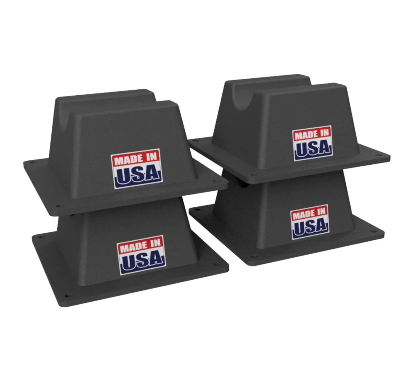 USA Made Four Pack Mini Rooftop Pipe Supports 6 Inch By 6 Inch By 3 Inch 300 Pound Capacity UV Resistant Durable Roof Pipe Supports