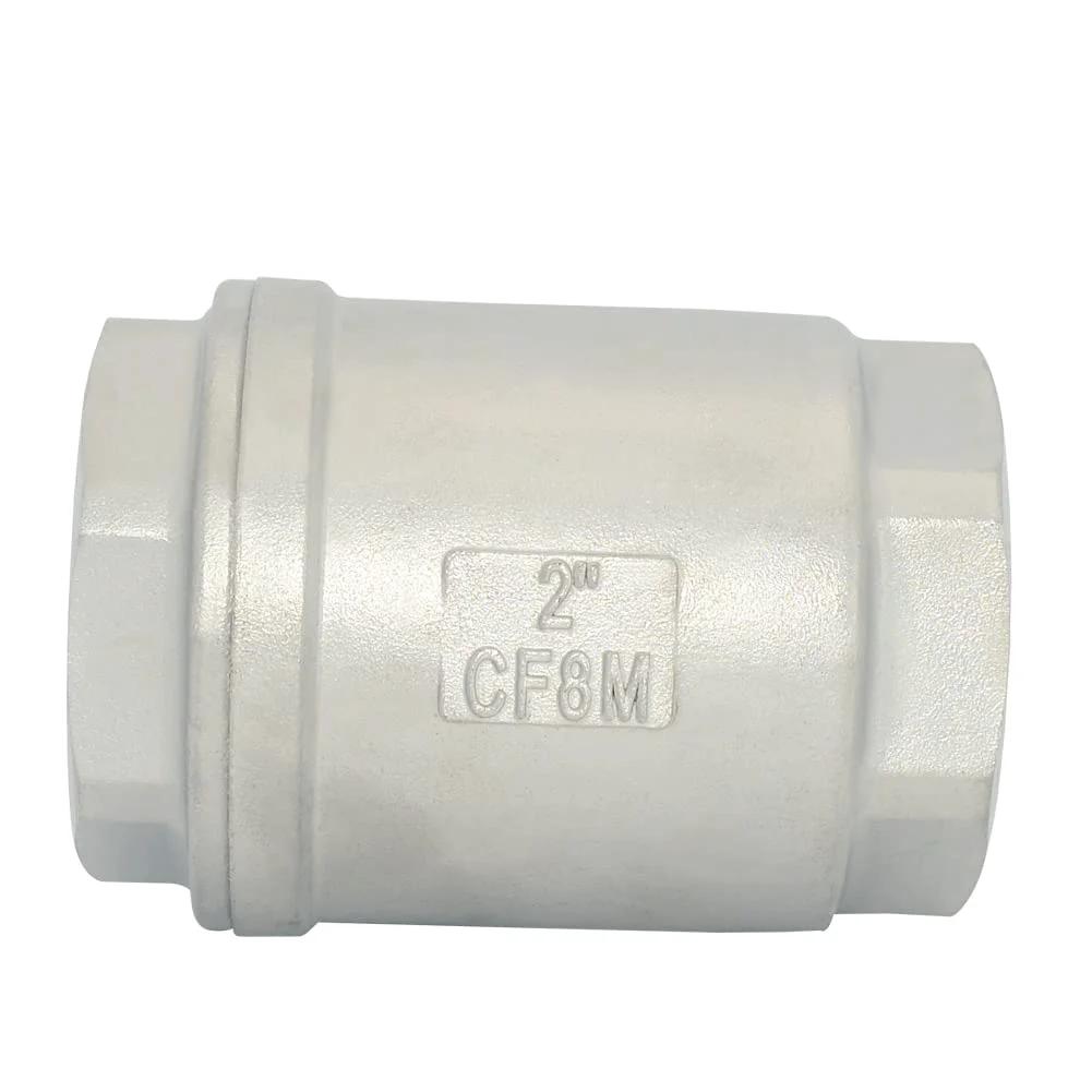2 Inch NPT In Line Check Valve With Low Cracking Pressure 4.5 Psi And 1000 Psi Max For Water Oil And Gas Megairon Heavy Duty Stainless Steel SS316 CF8M With Female NPT Ports