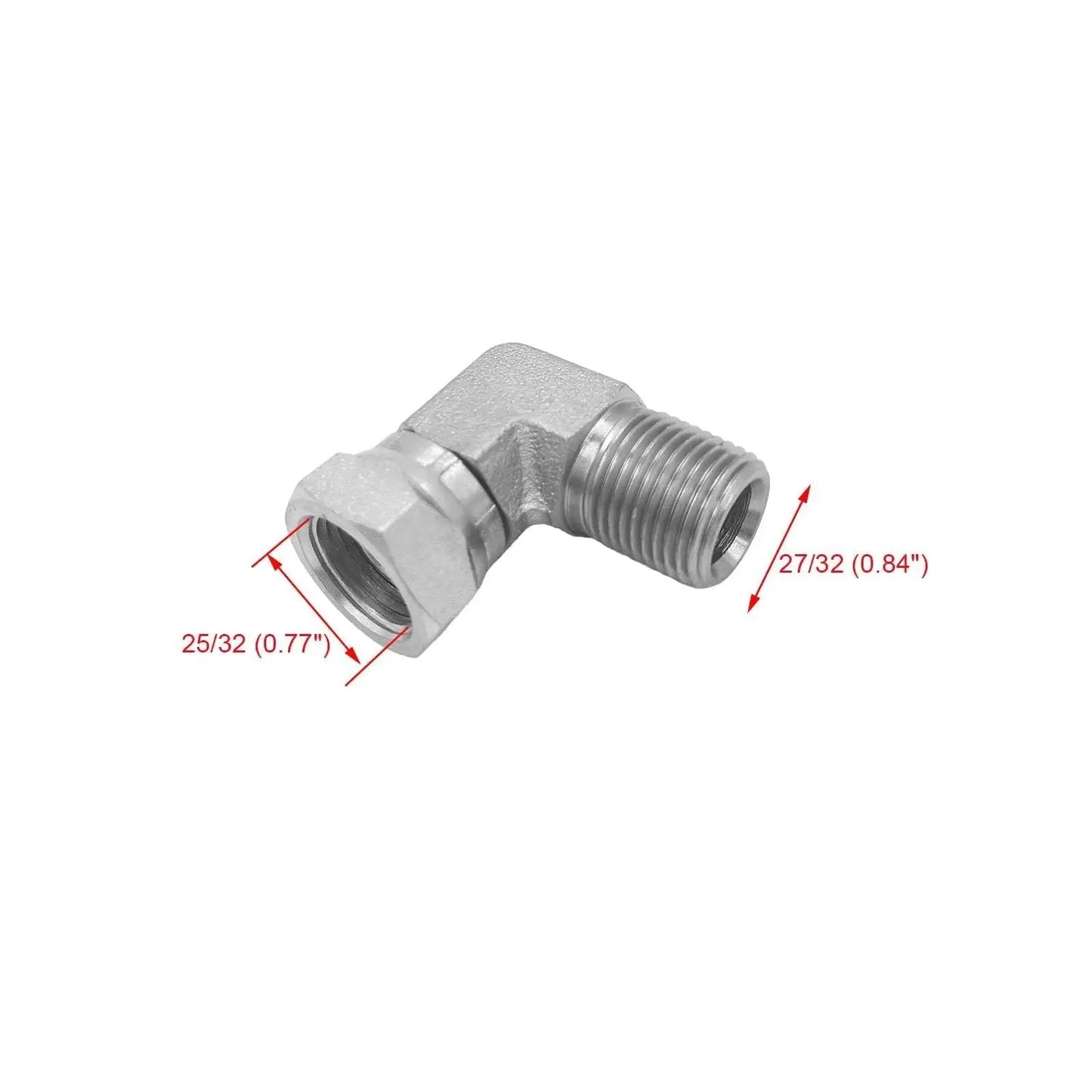 Two Pack 1501-08-08 Hydraulic Hose Adapter Fitting 1/2 Inch Male 1/2-14 NPTF To 1/2 Inch Female 1/2-14 NPSM Swivel 90 Degree Elbow SAE Pipe Joint Connector Carbon Steel Beiterstoe USA