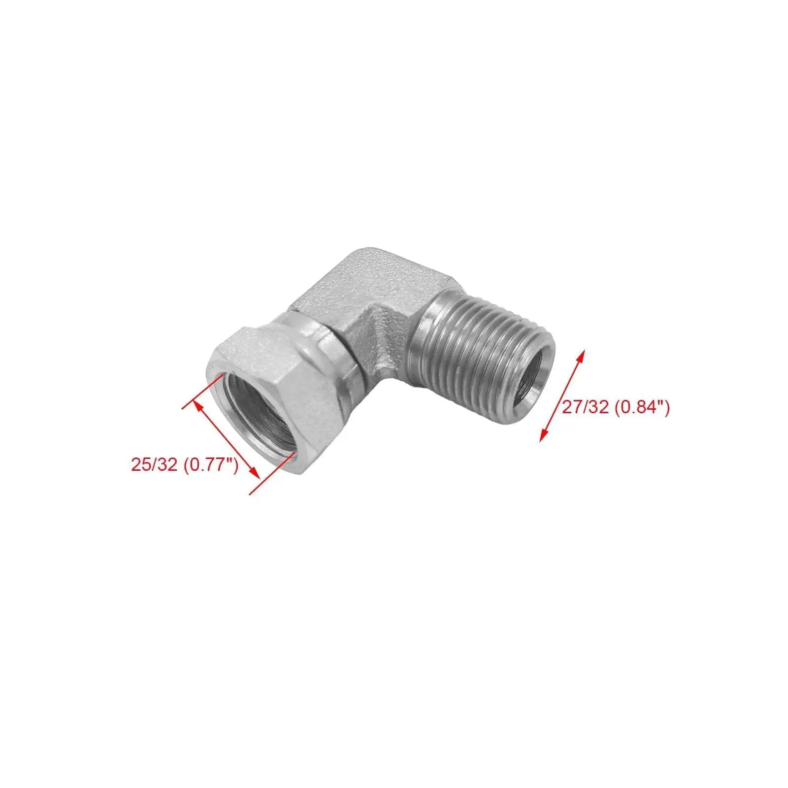 Two Pack 1501-08-08 Hydraulic Hose Adapter Fitting 1/2 Inch Male 1/2-14 NPTF To 1/2 Inch Female 1/2-14 NPSM Swivel 90 Degree Elbow SAE Pipe Joint Connector Carbon Steel Beiterstoe USA
