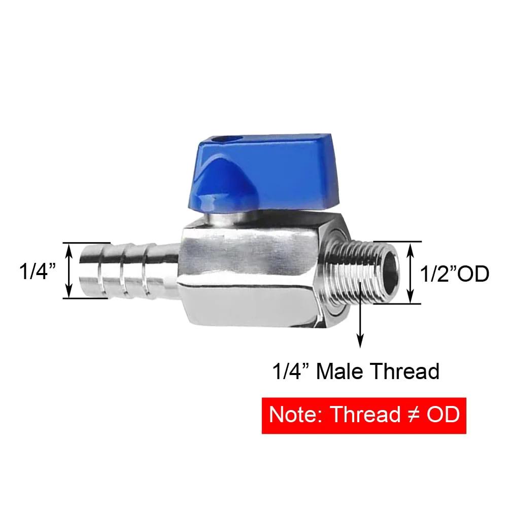 Stainless Steel One Quarter Inch NPT Male To One Quarter Inch Hose Barb Ball Valve Shut Off Valve Pack Of Two For Water Fuel Air