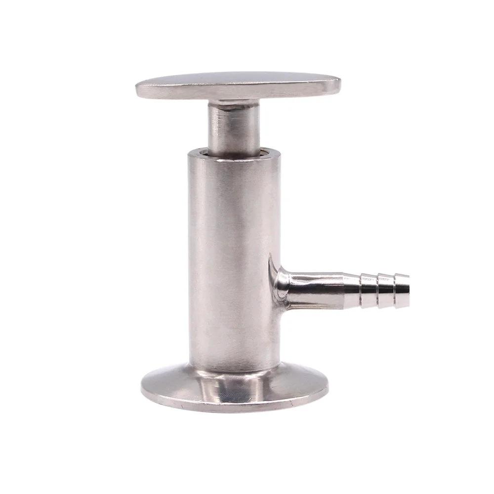 Sanitary Sample Valve One Point Five Inch Tri Clamp Ferrule With Elliptic Handle 10mm Hose Barb Outlet Stainless Steel 304