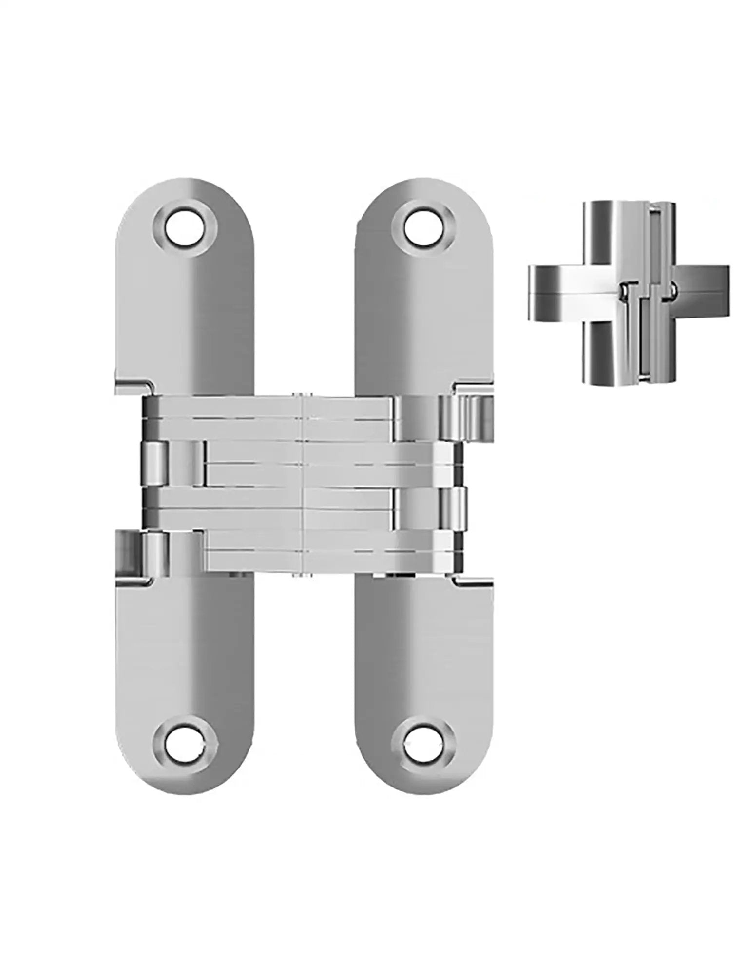 Hidden Door Hinge Set 2Pcs Invisible Cross Hinges for Kitchen Cabinet Doors 180 Degree Opening Zinc Alloy Concealed Cabinet Hinges