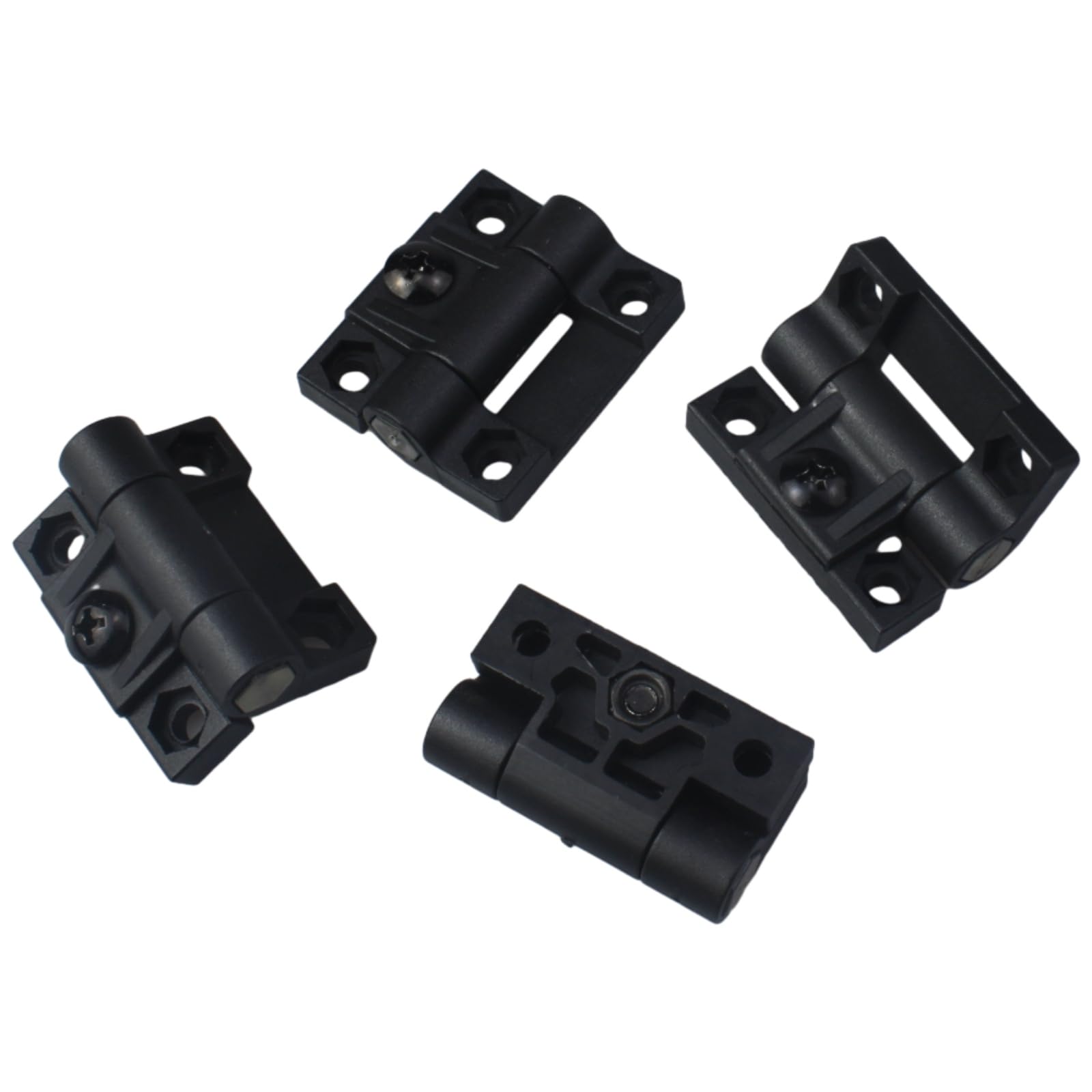 4 Pack Black Plastic Adjustable Position Control Hinges For Wood Doors With Countersunk Holes Durable Torque Hinge Hardware Easy Install 42 By 36 Mm Size Built Tough For Home DIY Projects