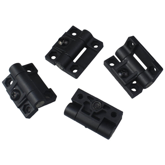 4 Pack Black Plastic Adjustable Position Control Hinges For Wood Doors With Countersunk Holes Durable Torque Hinge Hardware Easy Install 42 By 36 Mm Size Built Tough For Home DIY Projects
