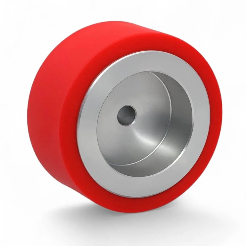 2pcs 51mm Robot Wheels Pair with high grip polyurethane traction tires Shore 30A CNC aluminum hubs close-up view