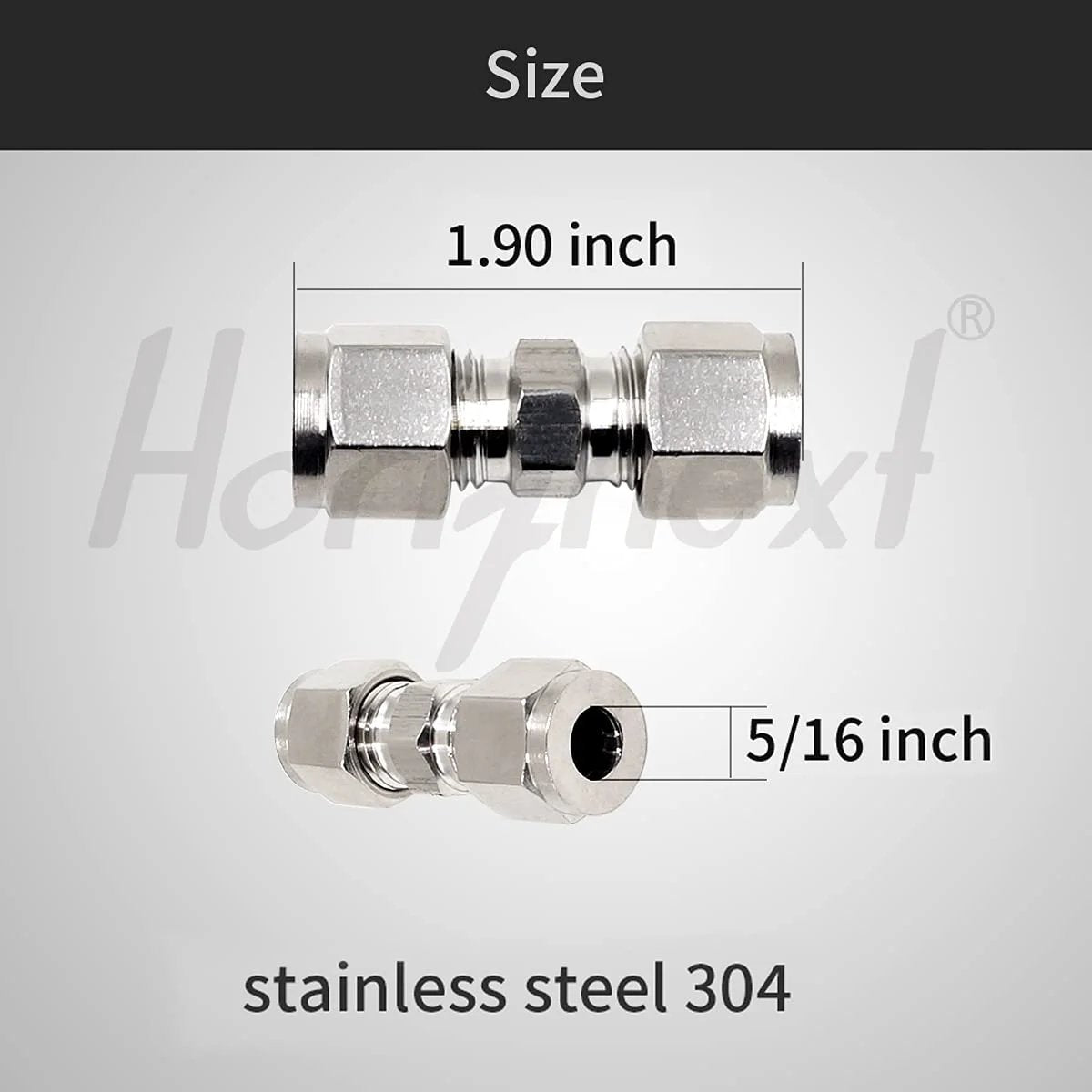 5/16 Inch Stainless Steel 304 Compression Fitting For Tube And Air Line Connection Heavy Duty Brass Pipe Adapter