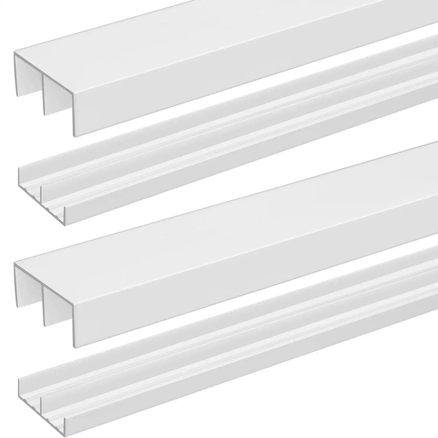 Plastic Sliding Door Track Set For Three Quarters Inch Thick Panels Including Top And Bottom Tracks For Cabinet And Window Applications White Four Feet Long Set Of Two Ideal For Replacing Damaged Slides In Cabinets Or Wardrobes