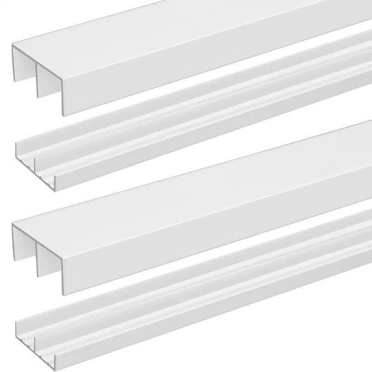 Plastic Sliding Door Track Set For Three Quarters Inch Thick Panels Including Top And Bottom Tracks For Cabinet And Window Applications White Four Feet Long Set Of Two Ideal For Replacing Damaged Slides In Cabinets Or Wardrobes