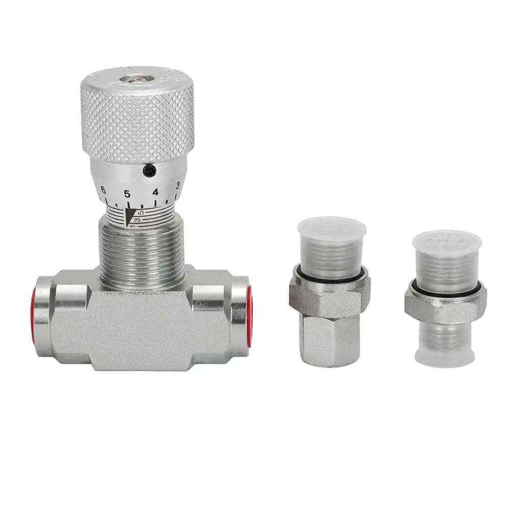 Mini Excavator Hydraulic Flow Control Valve With L08 Thread And M14 Connections STB G3/8, showing three components.