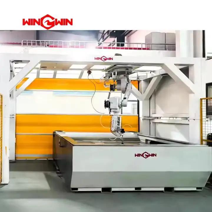 Industrial waterjet cutting machine with high-pressure intensifier for precision metal and material cutting