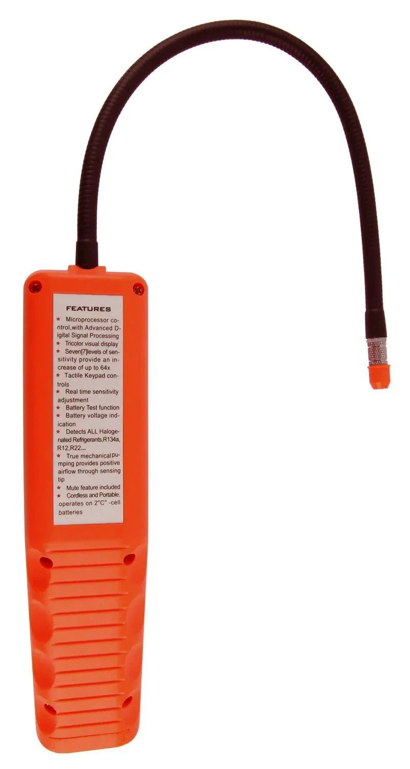 Back view of Pro Grade HVAC Leak Detector And Halogen Gas Sniffer For Refrigerants R22 R410A R134A R11 R404A CPU 1G Elitech with probe