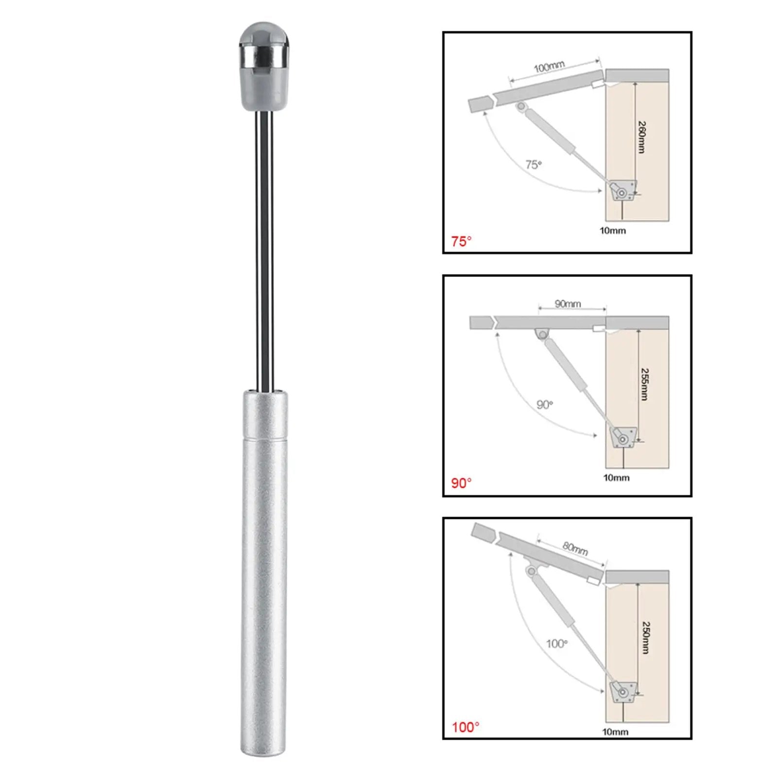Soft Close Gas Stay Hinges for Cabinets and Storage Boxes, 2 Pack, 150N Lift Support With Thick Zinc Alloy Connector, installed diagram
