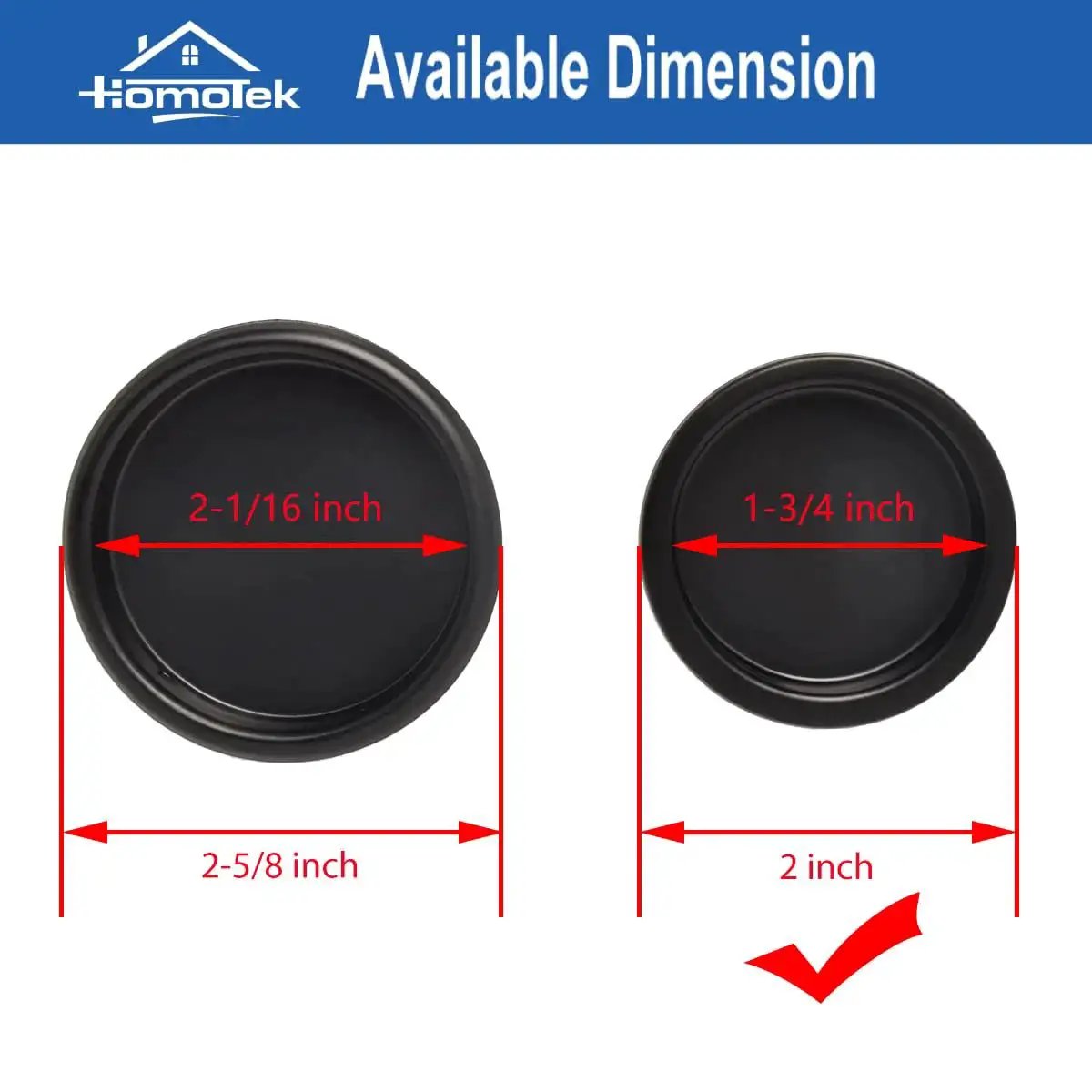 8 Pack Black Closet Door Finger Pulls 1-3/4 Inch Diameter Opening Fits 3/8 Inch Depth dimensions