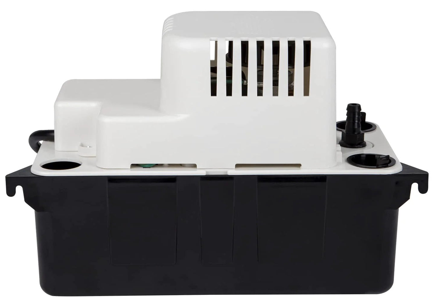 Side view of Automatic Condensate Removal Pump for HVAC Refrigeration and Dehumidifiers 115 Volt One Fiftieth HP 65 GPH Flow