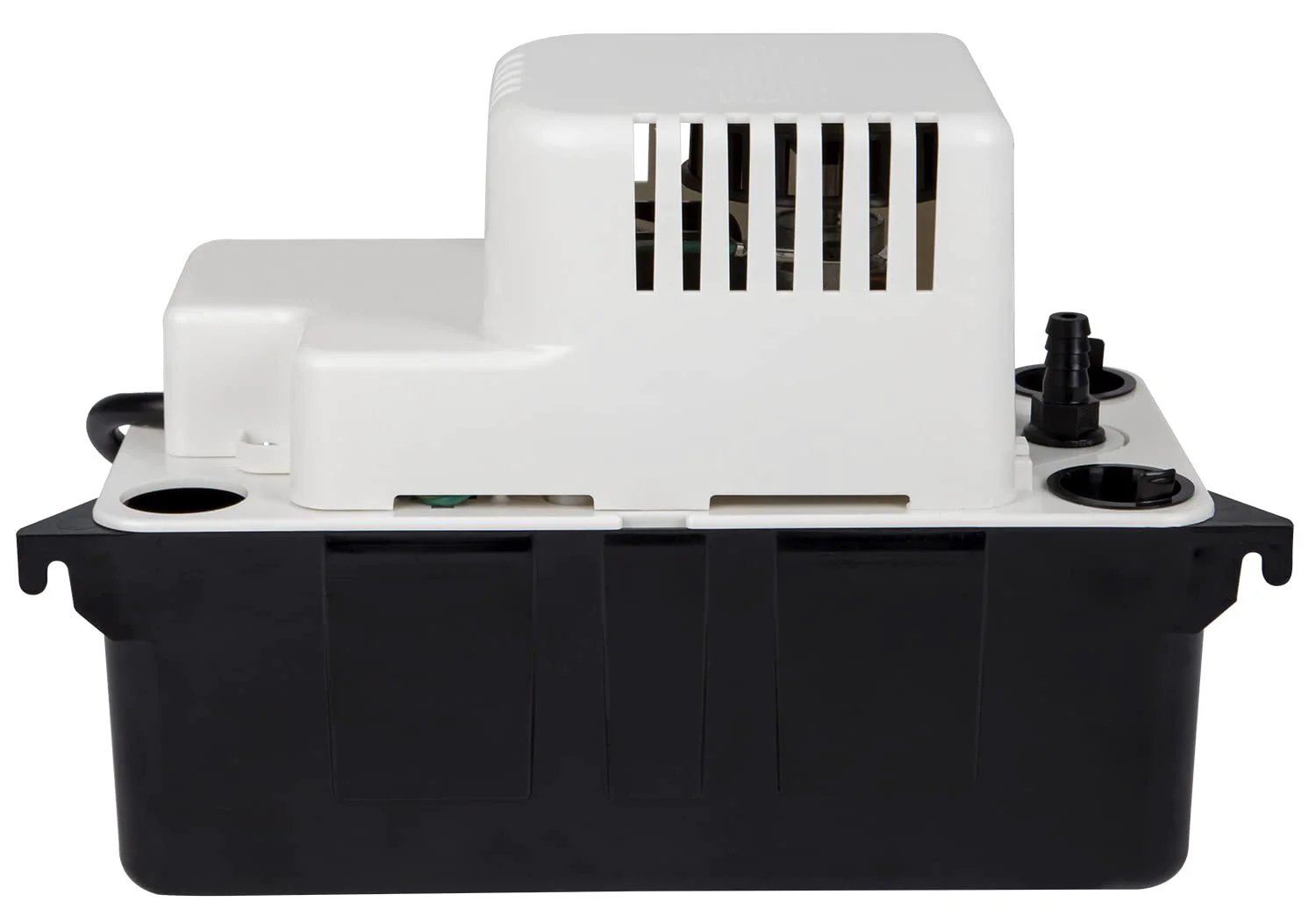 Side view of Automatic Condensate Removal Pump for HVAC Refrigeration and Dehumidifiers 115 Volt One Fiftieth HP 65 GPH Flow