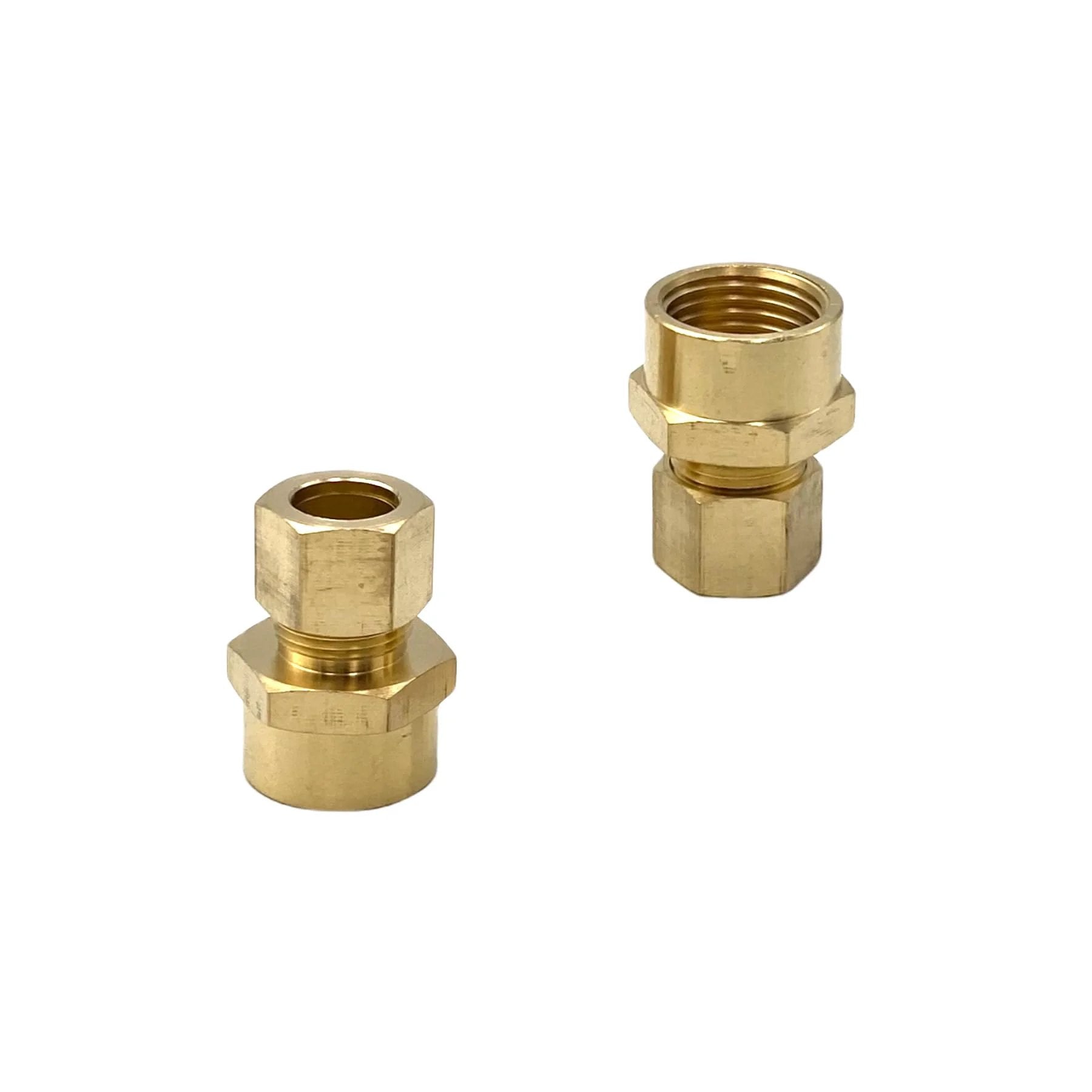 Three Pack Brass Compression Union Connector Set, Half Inch Tube Outer Diameter To Half Inch Female NPT Fittings, Durable Solid Brass Pipe Fittings