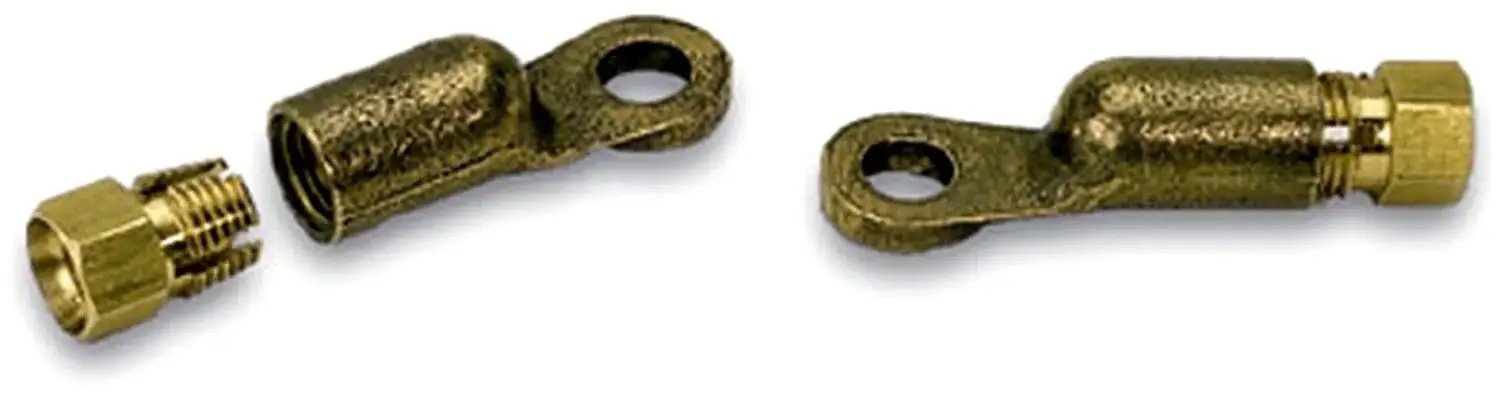 Vehicle Battery Cable Terminal Remote Fitting End Kit 3/8 Opening 2 Pack showing two metal terminal connectors