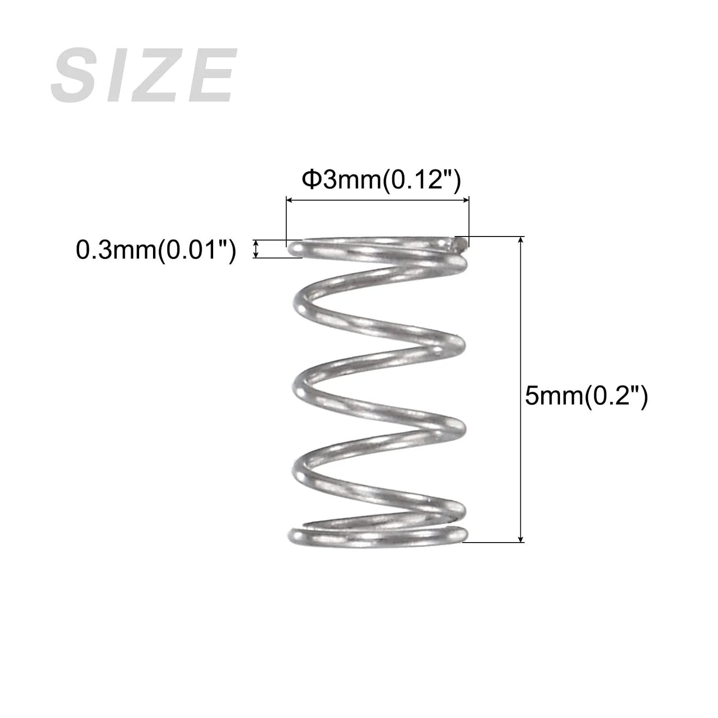 Compression Springs Set 0.3x3mm OD 5mm Free Length 304 Stainless Steel 10 Pack For DIYers Home Repairs Appliances Electronics Shop Projects Lawn Mowers Silver Tone