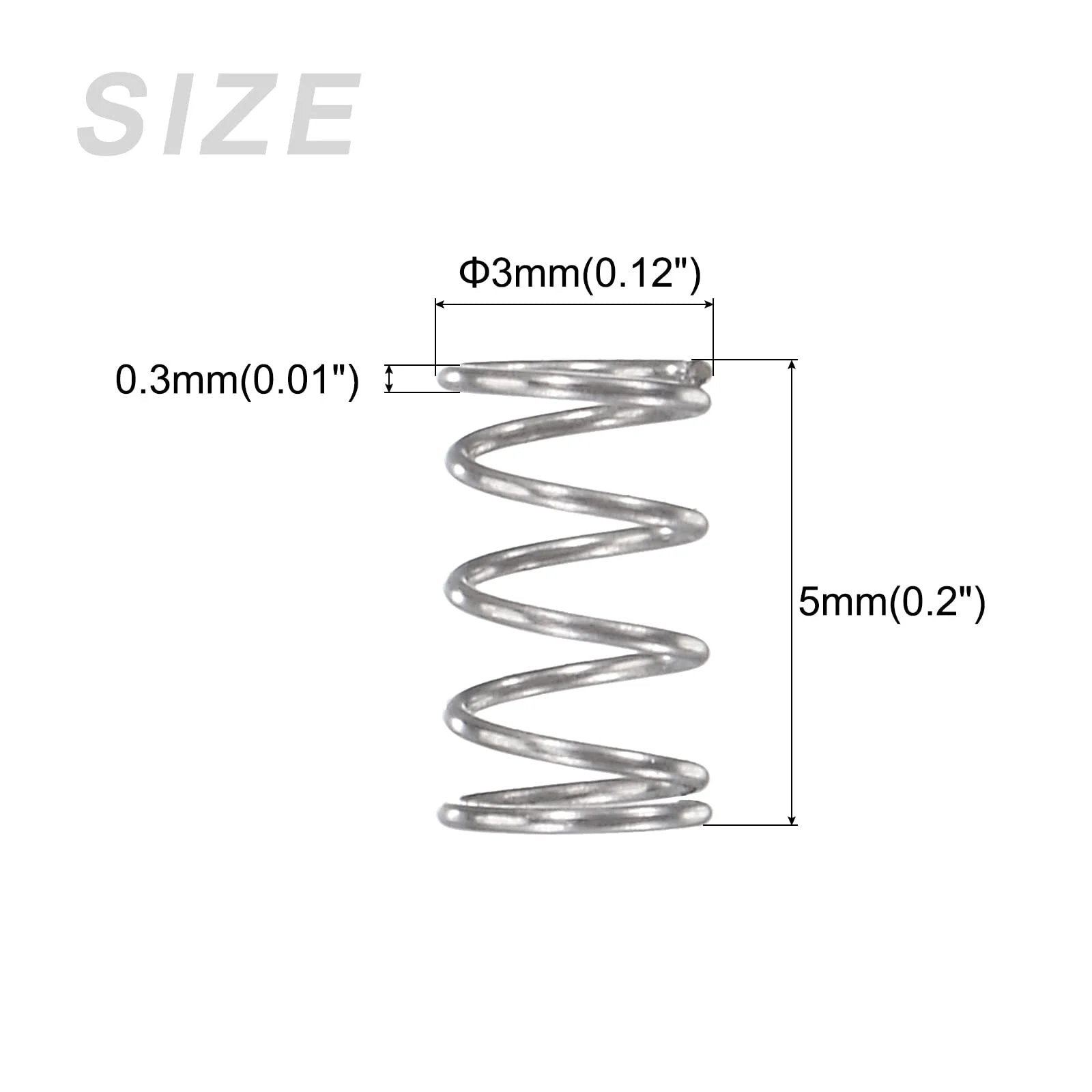 Compression Springs Set 0.3x3mm OD 5mm Free Length 304 Stainless Steel 10 Pack For DIYers Home Repairs Appliances Electronics Shop Projects Lawn Mowers Silver Tone