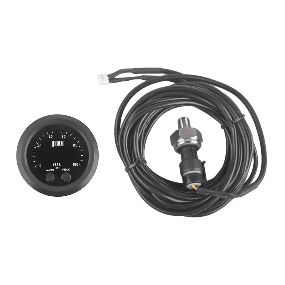 Universal Oil Pressure Gauge Kit 52mm Digital Red Display 0-150 PSI With 1/8 NPT Sensor for marine, car, truck, 12V/24V systems
