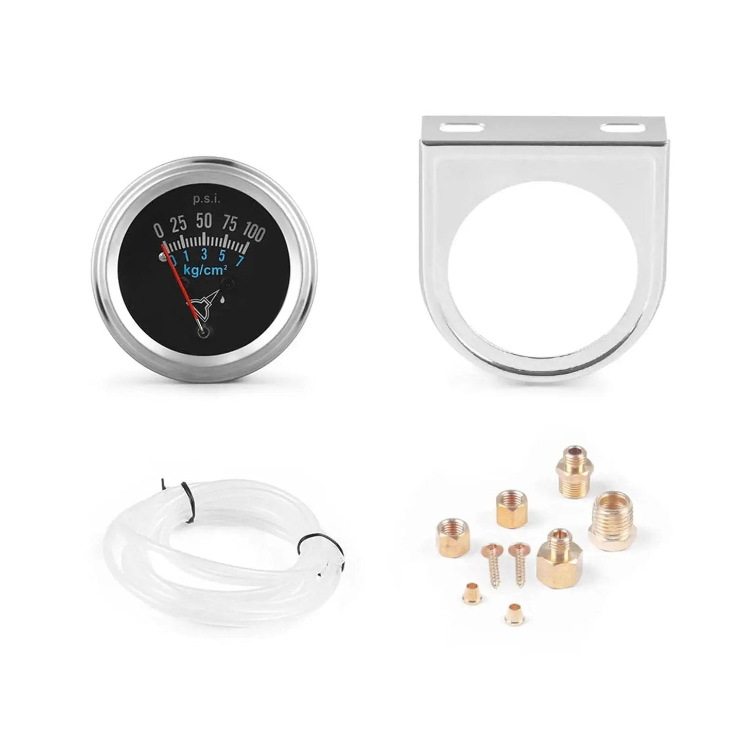 2 Inch Mechanical Oil Pressure Gauge Kit For Cars And Trucks 0 To 100 PSI 0 To 7 Kg Cm2 Universal Fit With M8x1 Threads