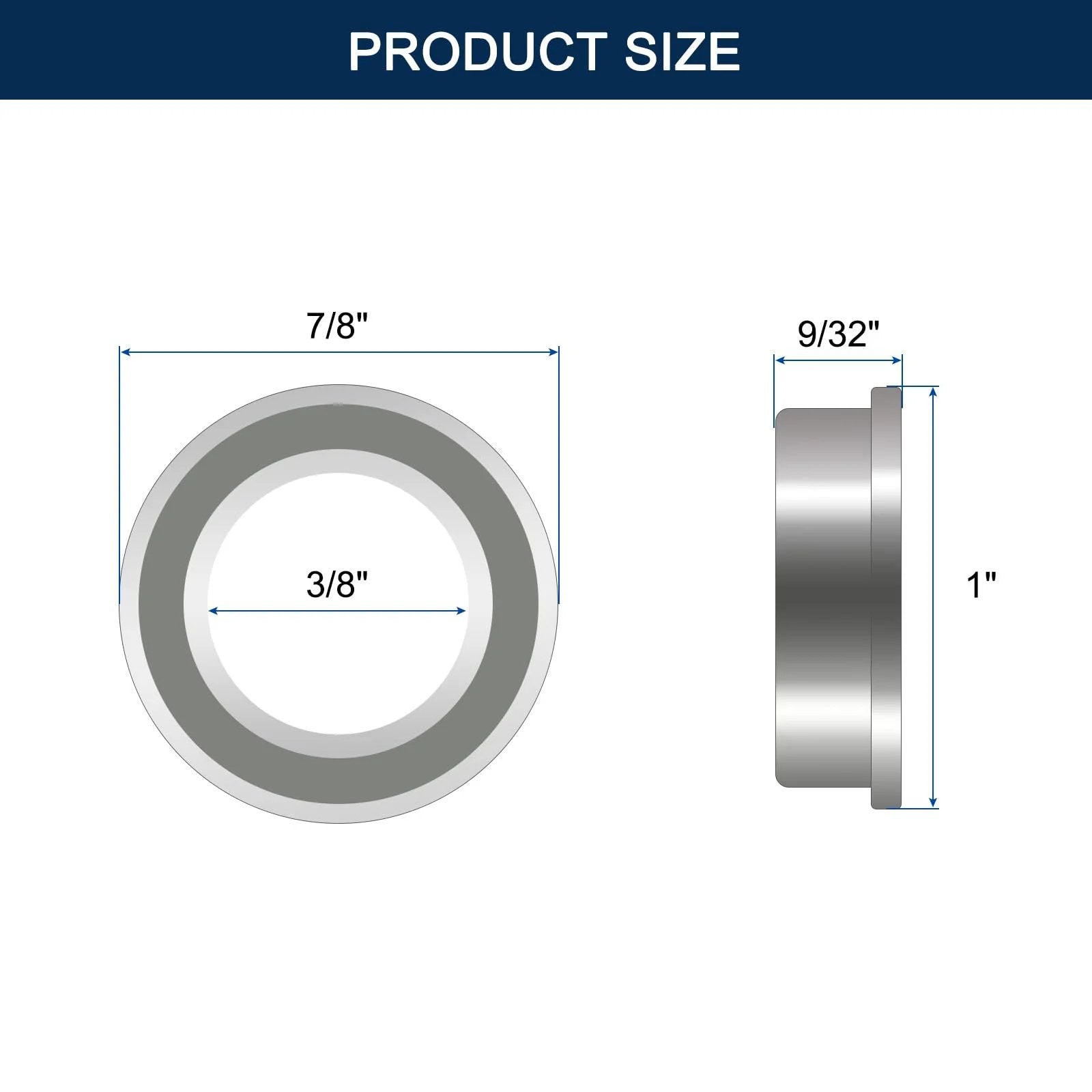 Flanged Ball Bearing FR6ZZ 3/8 Inch Inner Diameter 7/8 Inch Outer Diameter 9/32 Inch Width diagram showing dimensions