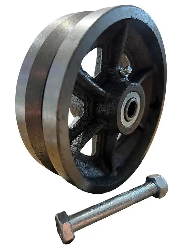 Heavy Duty 6 Inch Cast Iron V Groove Wheel For Sliding Gates With Weldable Steel Box Premium Needle Roller Bearings And 100 Lbs Load Capacity