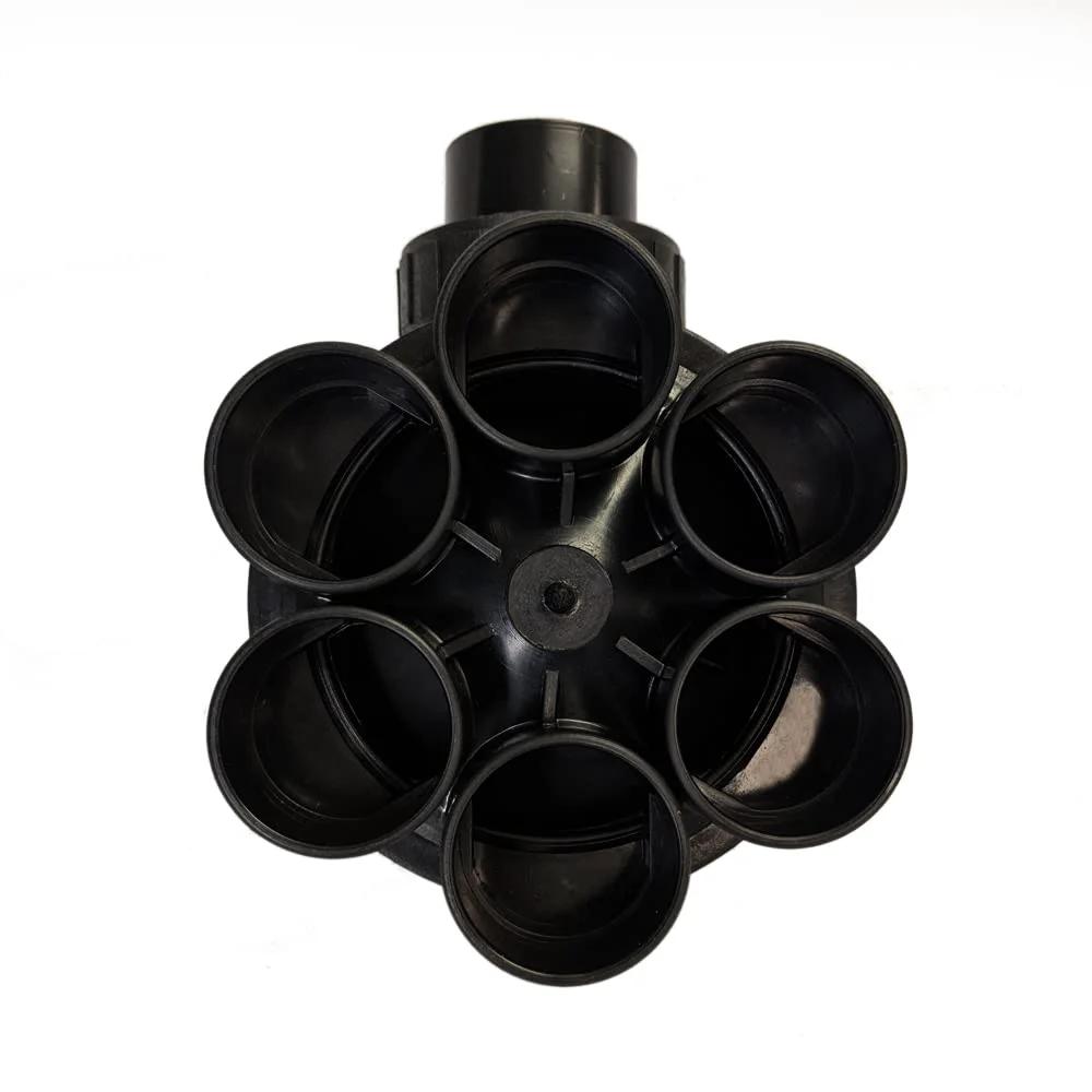 Top view of a One And A Half Inch 6 Outlet Standard Hydro Indexing Valve For Irrigation Systems With 5 And 6 Zone Cams FIMCO.