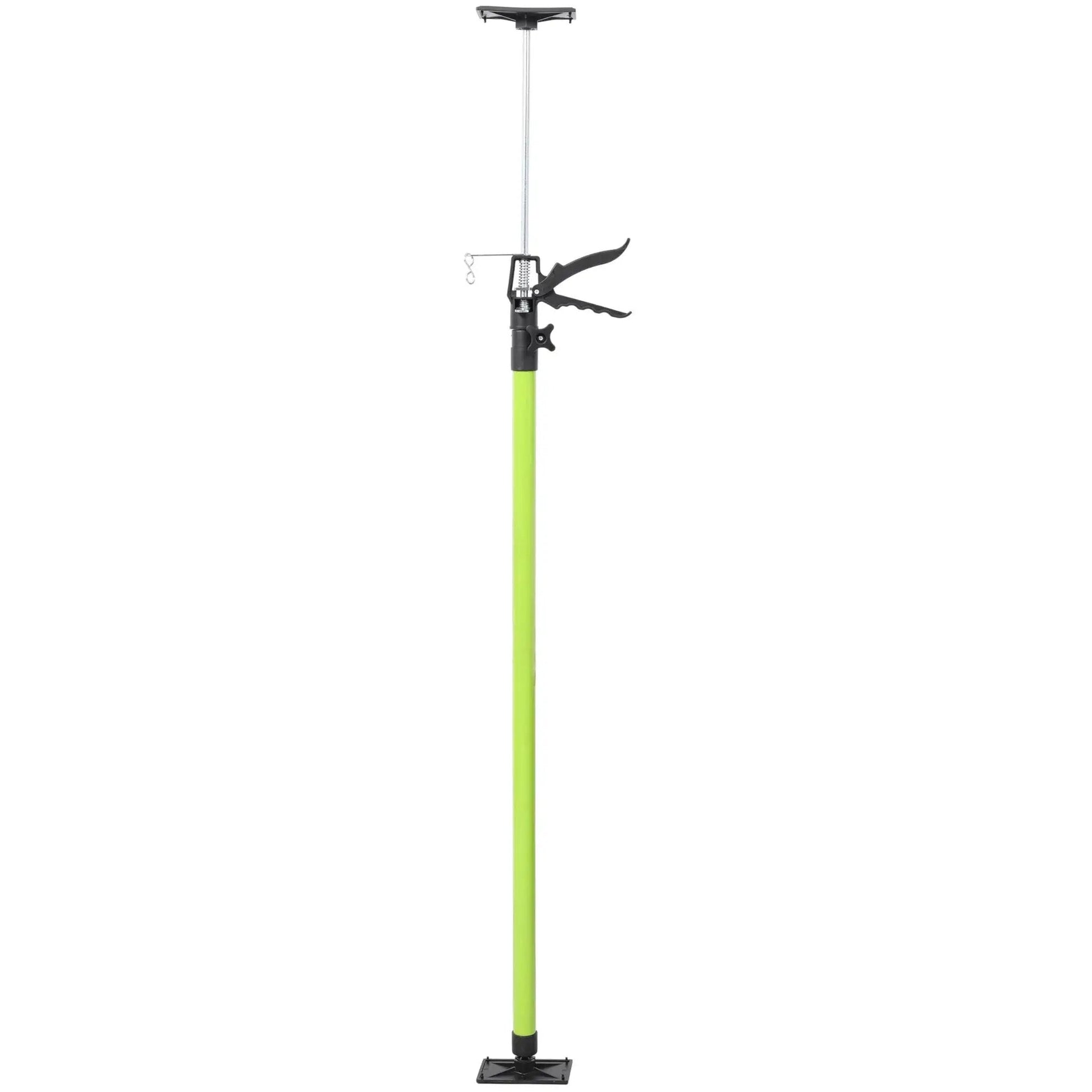 Heavy Duty Adjustable Support Poles 45 To 114 With Non Slip Pads For Cabinets, front view with green steel construction