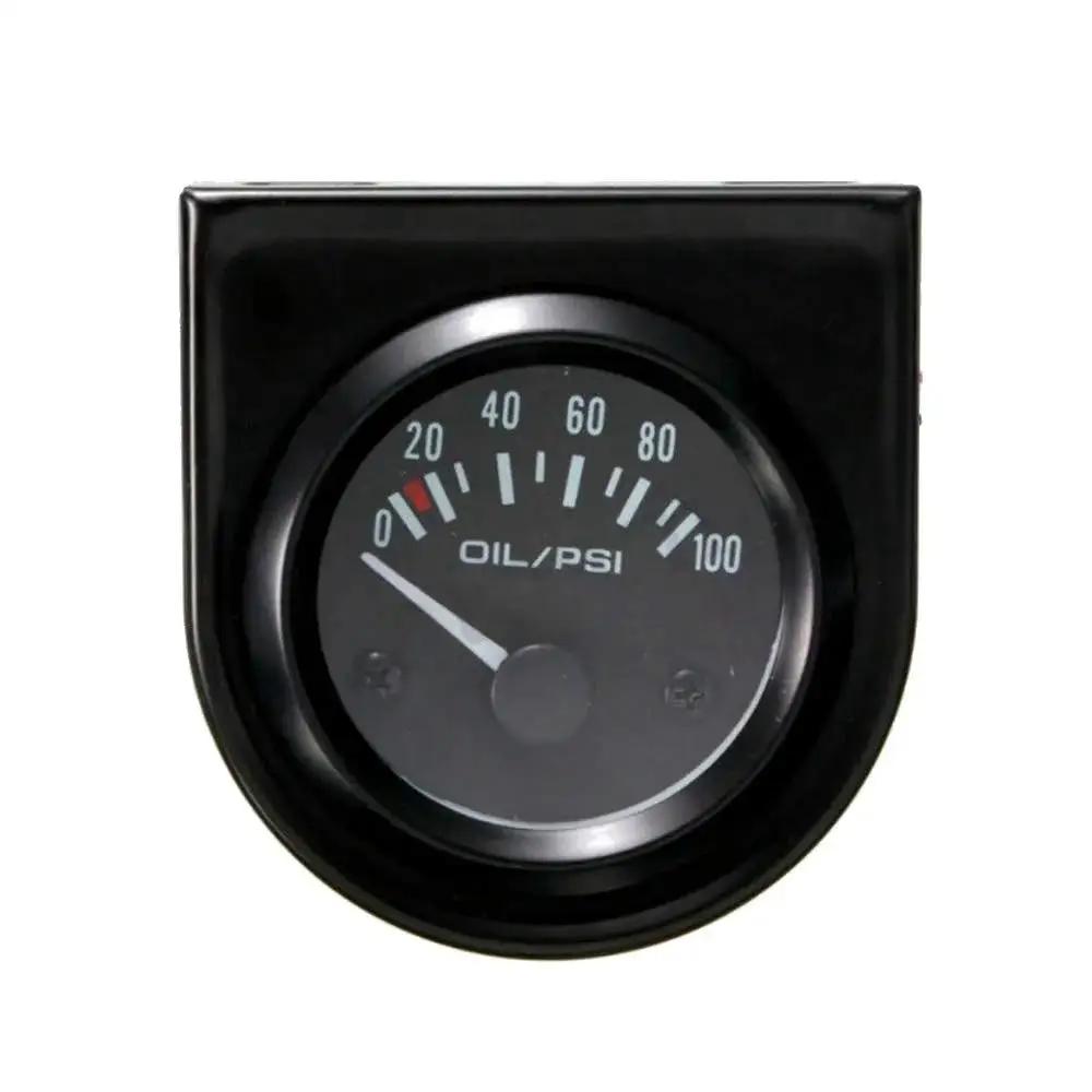 Universal Car 2 Inch 52mm Oil Pressure Gauge with White LED Indicator, 0 to 100 PSI Range, shown from front view