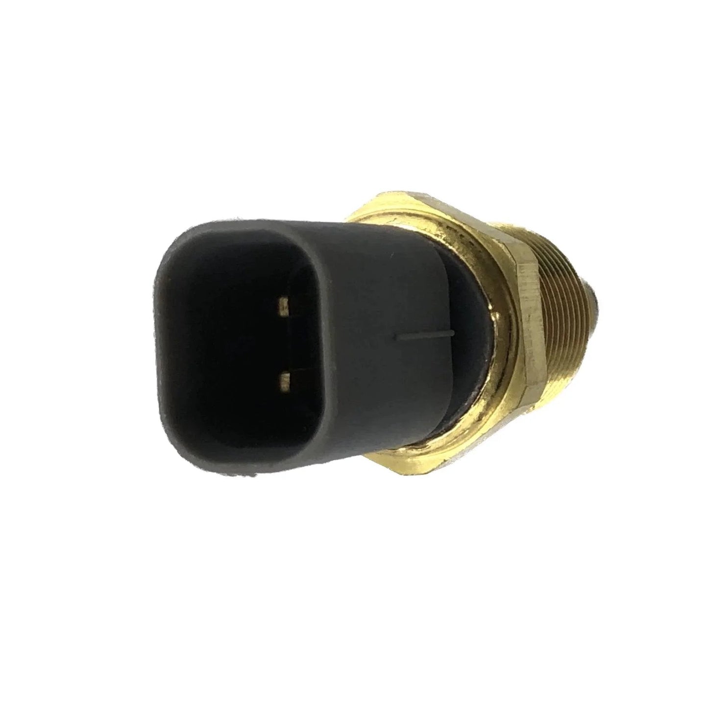 Front view of Engine Coolant Temperature Sensor Switch For Ram Trucks 1500 2500 3500 Grand Caravan Grand Cherokee Wrangler Liberty Commander TX195 5149077AB Replacement Part By DEVMO, showing plug end and brass threads.