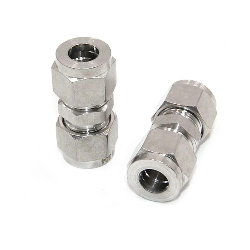 304 Stainless Steel Compression Tube Fitting Union With Double Ferrules Three Eighths Inch Outer Diameter To Three Eighths Inch Outer Diameter Pack Of Two