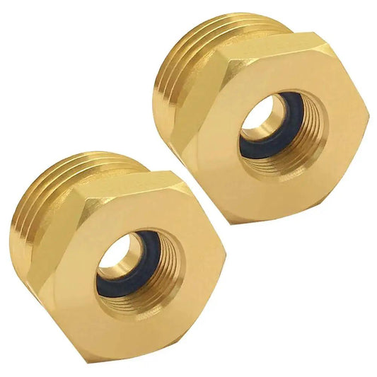 Two Pack Brass Three Quarter GHT Male To Three Eighths Compression Female Reducer Pipe Fitting, rust-resistant adapter set