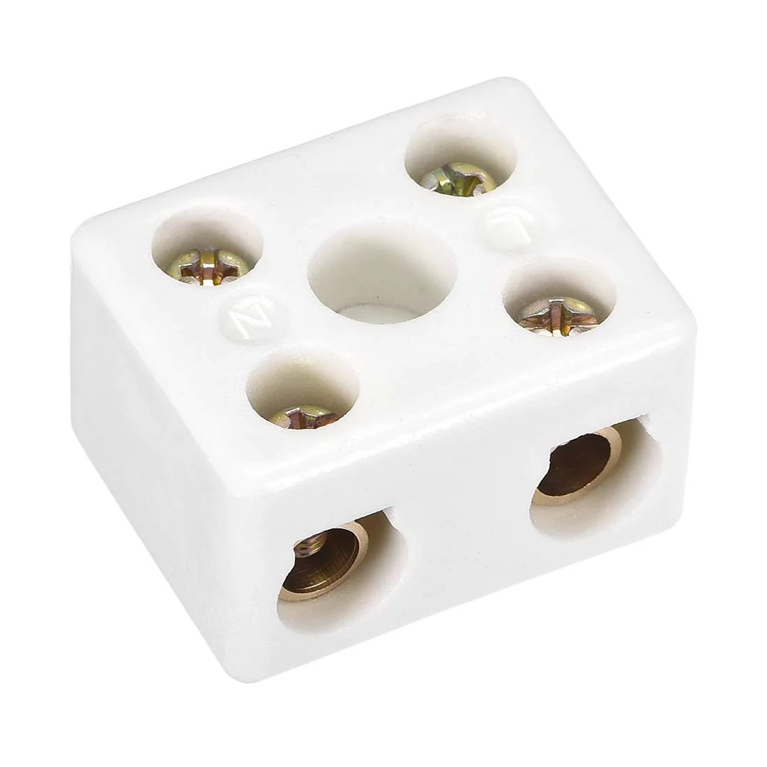 2 Way Ceramic Terminal Block For High Temperature Electrical Wire Connection 5 Hole Porcelain Connectors 380V 25A Easy Screw Clamp Insertion Perfect For Heavy Duty Cable Runs