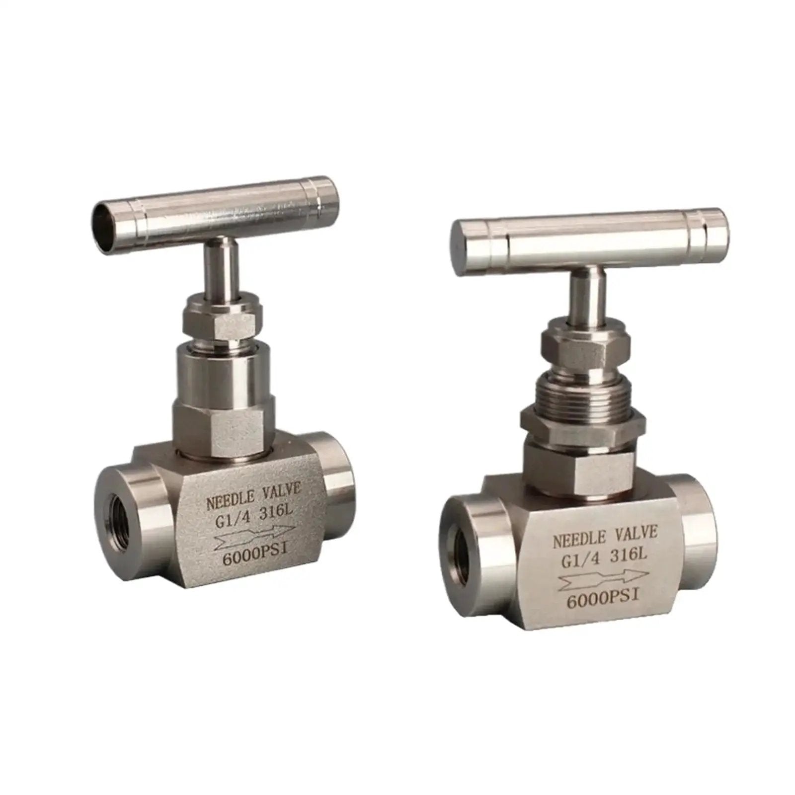 High Pressure Through Plate Instrument Needle Valve Stainless Steel 304/316L for precise flow control with female thread