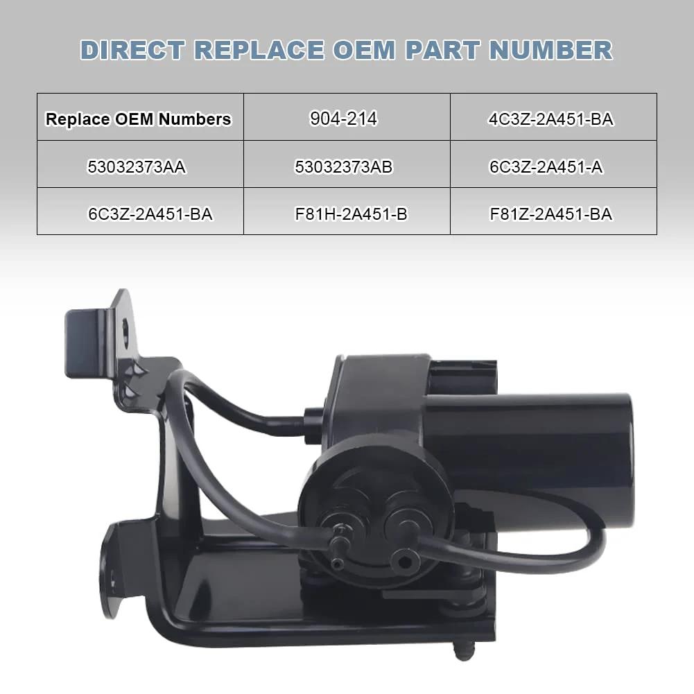 Electric Vacuum Pump Replacement For Ford F250 F350 F450 F550 Super Duty Trucks Excursion E350 E450 And Dodge Ram 2500 3500 2000s To 2010 Direct Fit OEM Style Plug And Play Replaces 904214 6C3Z2A451A shown with OEM part numbers.