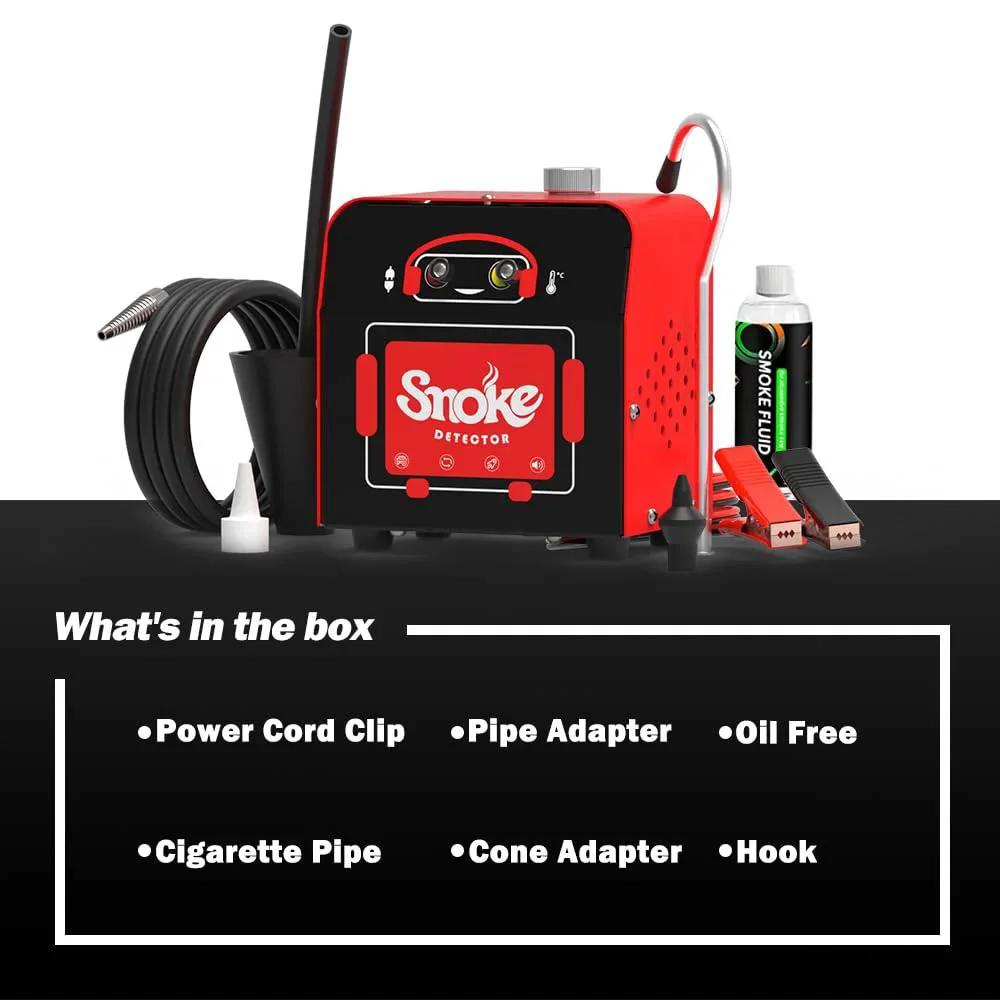 Professional EVAP And Vacuum Leak Detection Smoke Tester Kit For Auto Repair Shops And Automotive Technicians with accessories.