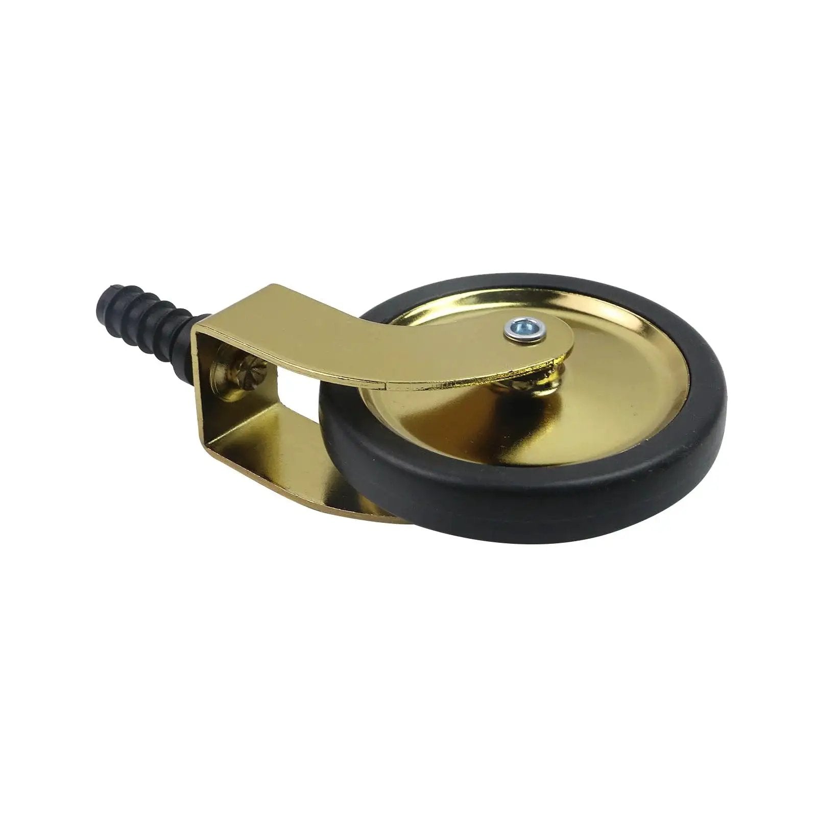 Antique Castors No Noise Swivel Wheels Floor Protectors For Furniture Legs With Sockets 3 Inch Gold Caster Wheels side view