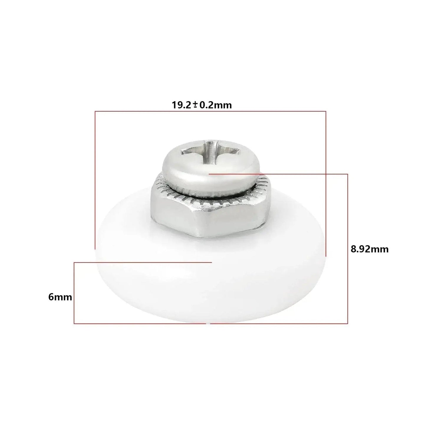 8 Piece Oval Edge Shower Door Rollers with Screws 19mm Diameter 6mm Thick Replacement Sliding Wheels for Glass Shower Doors