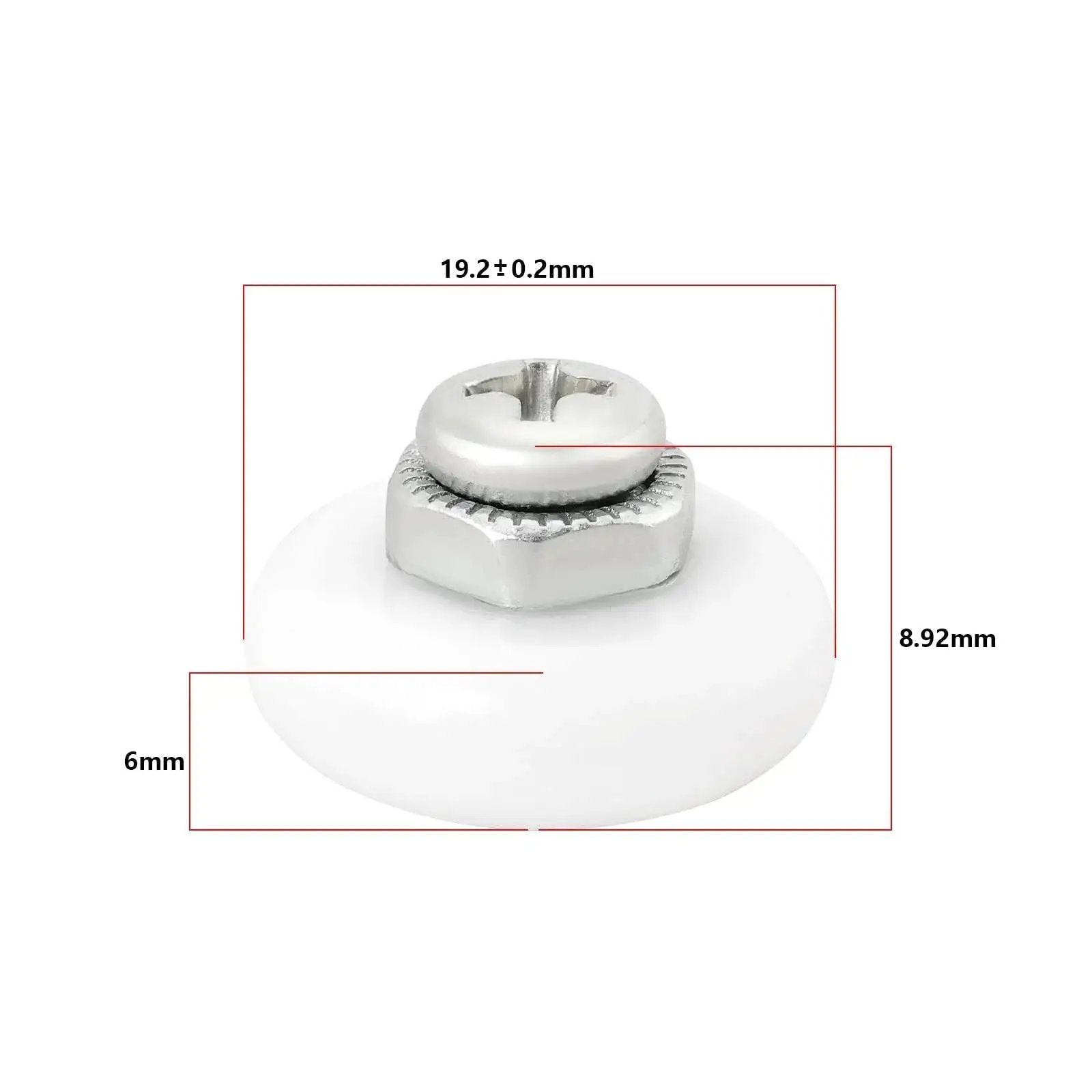 8 Piece Oval Edge Shower Door Rollers with Screws 19mm Diameter 6mm Thick Replacement Sliding Wheels for Glass Shower Doors