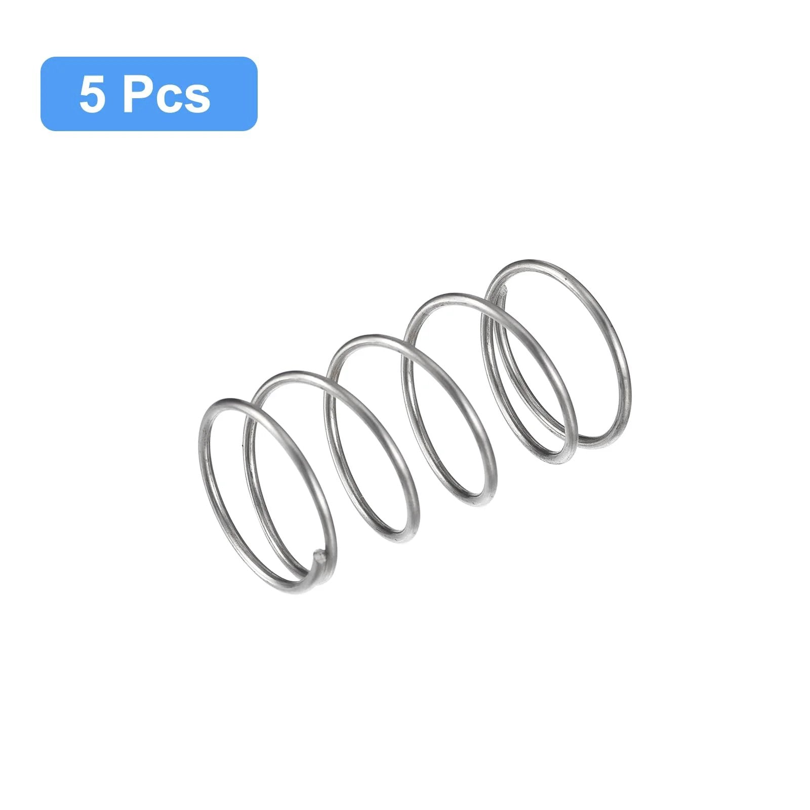 Five Piece 304 Stainless Steel Compression Spring Set 25mm Outer Diameter 1.6mm Wire 45mm Free Length Silver Tone High Elasticity For Automotive Machinery DIY Projects