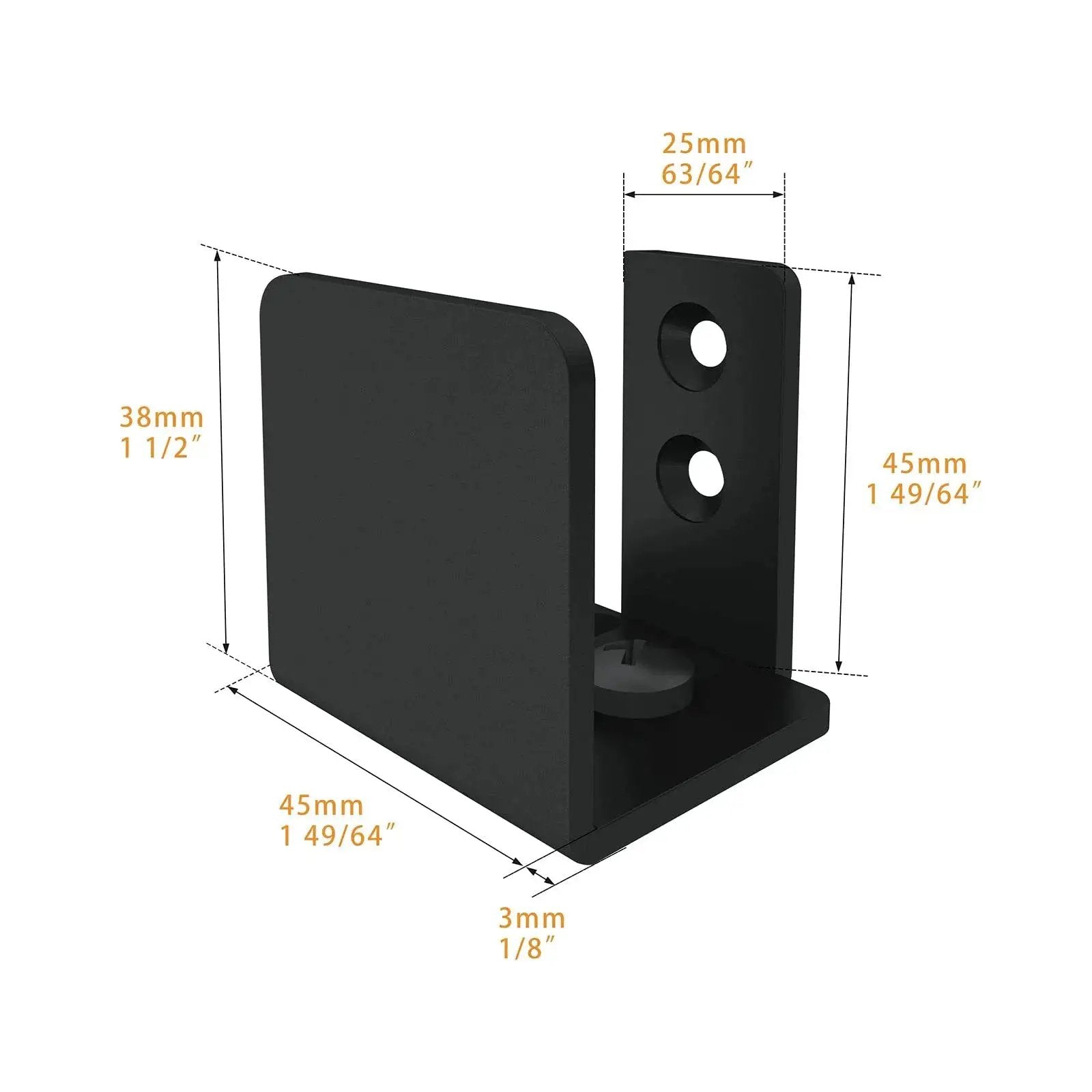 Matte Black Floor Guide For Wall Mount Sliding Barn Door Hardware Set Of 2, visible dimensions and side view.